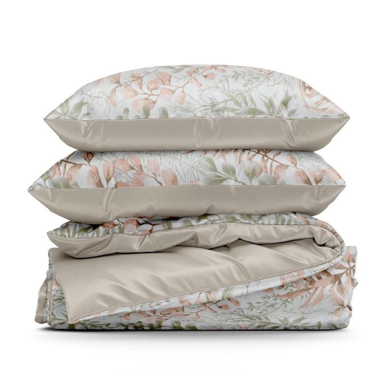 Eurofirany, komplet pościeli bawełnianej, Freesia, 140-200 cm, pudrowy róż