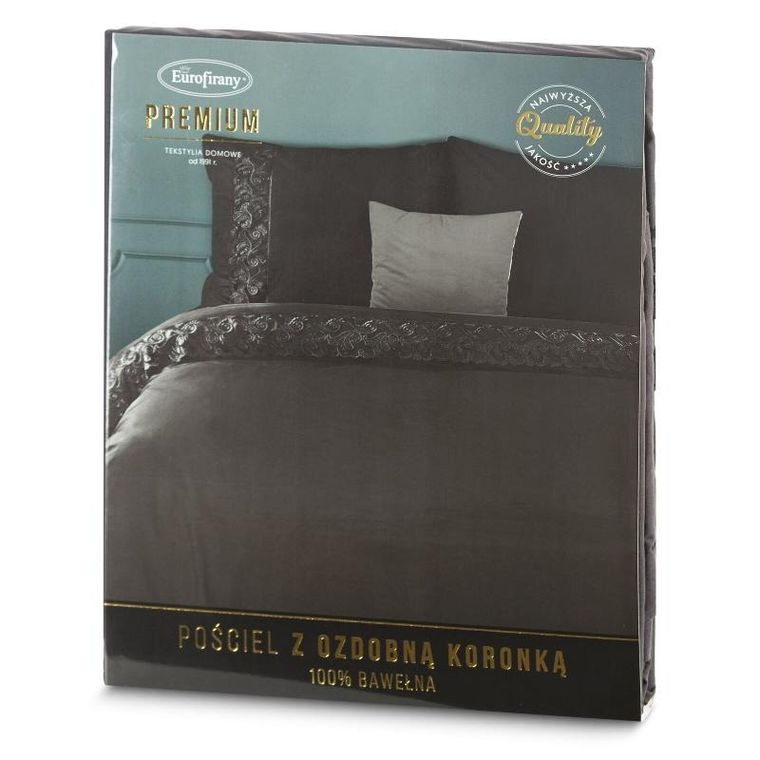 Eurofirany, komplet pościeli, bawełnianej, Lana3, 160-200 cm, czarny