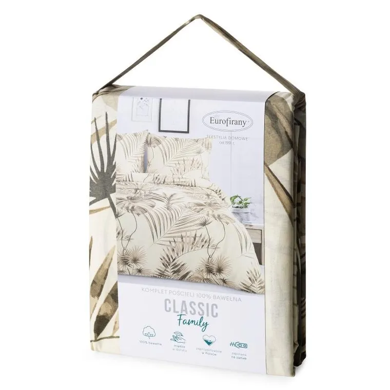 Eurofirany, komplet pościeli bawełnianej, Nina, 160-200 cm, beżowy