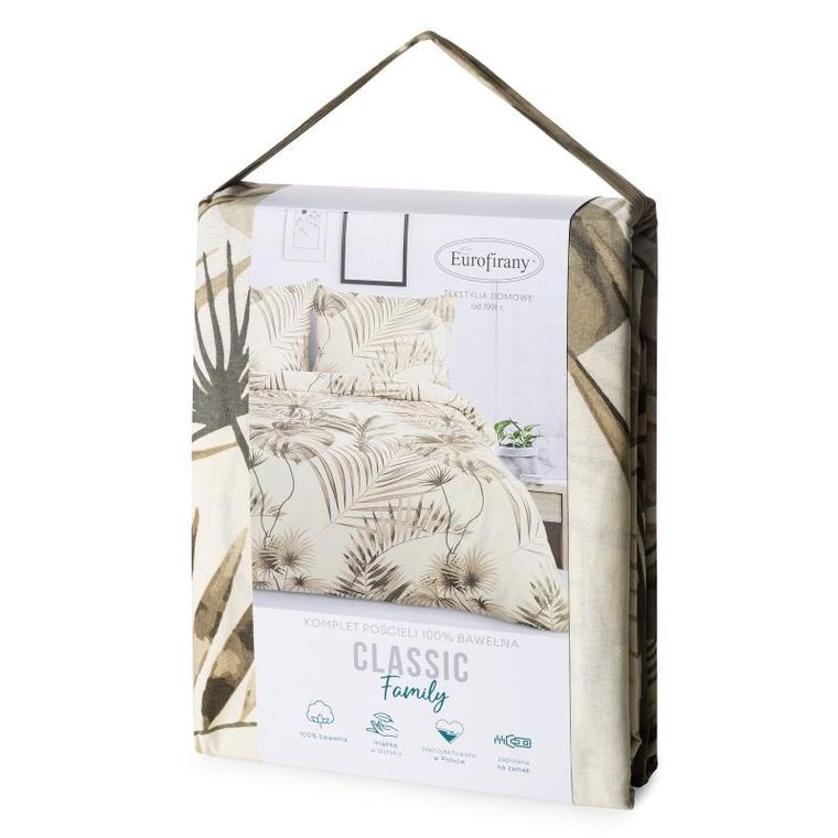 Eurofirany, komplet pościeli bawełnianej, Nina, 220-200 cm, beżowy