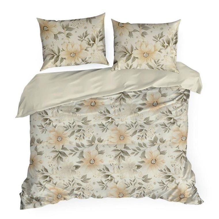 Eurofirany, komplet pościeli bawełnianej, Sonia, 220-200 cm, jasnokremowy