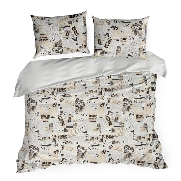 Eurofirany, komplet pościeli bawełnianej, Sonia, 220-200 cm, szary