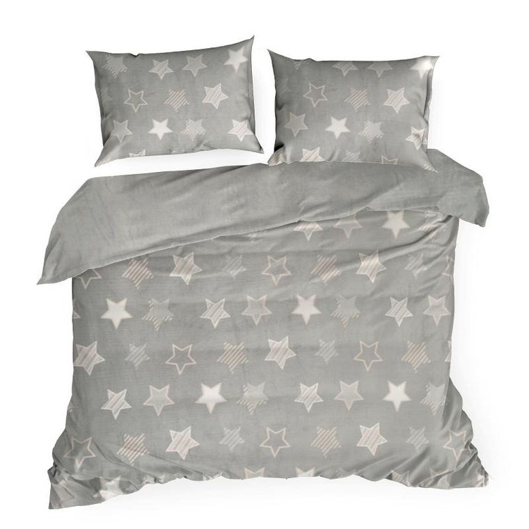 Eurofirany, komplet pościeli, Flano, 200-220 cm, srebrny