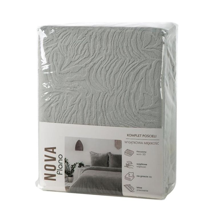 Eurofirany, komplet pościeli flano, srebrny, 220-200 cm