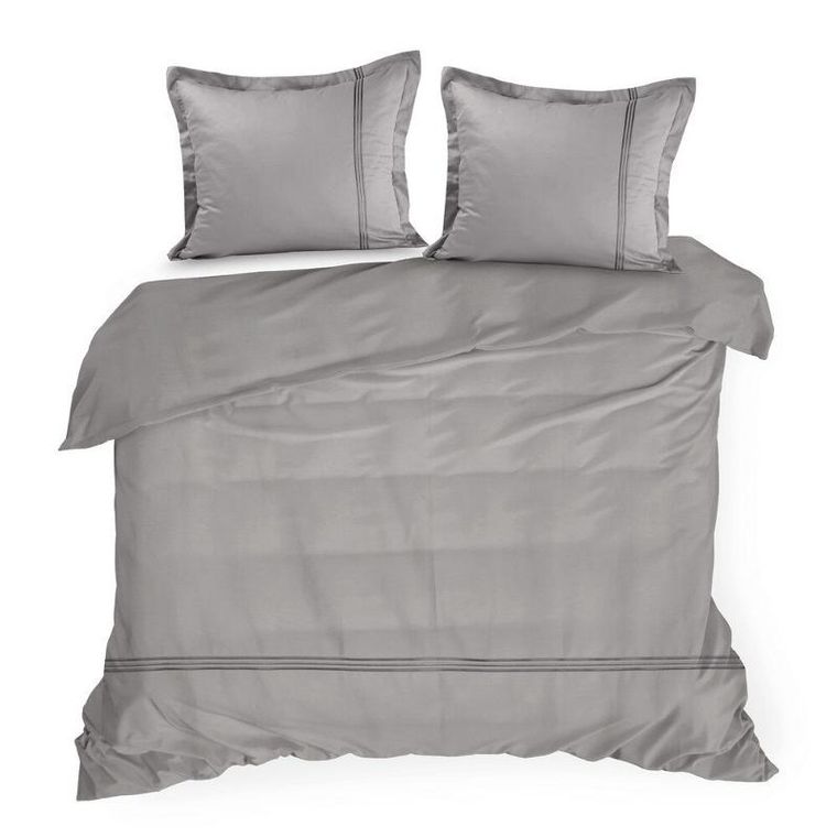 Eurofirany, komplet pościeli haft, 160-200 cm, srebrny