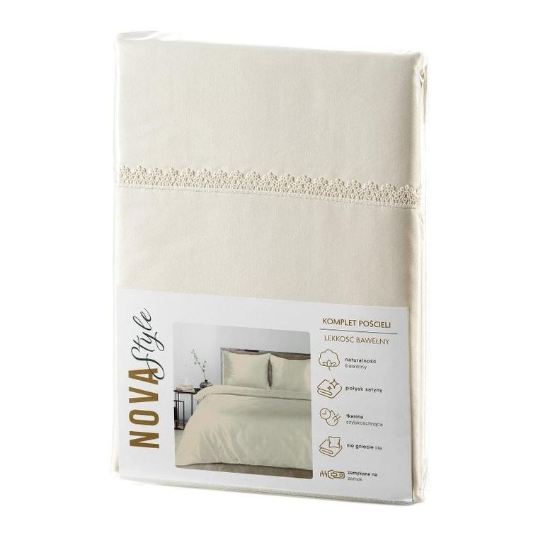 Eurofirany, komplet pościeli, Linda, 220-200 cm, kremowy