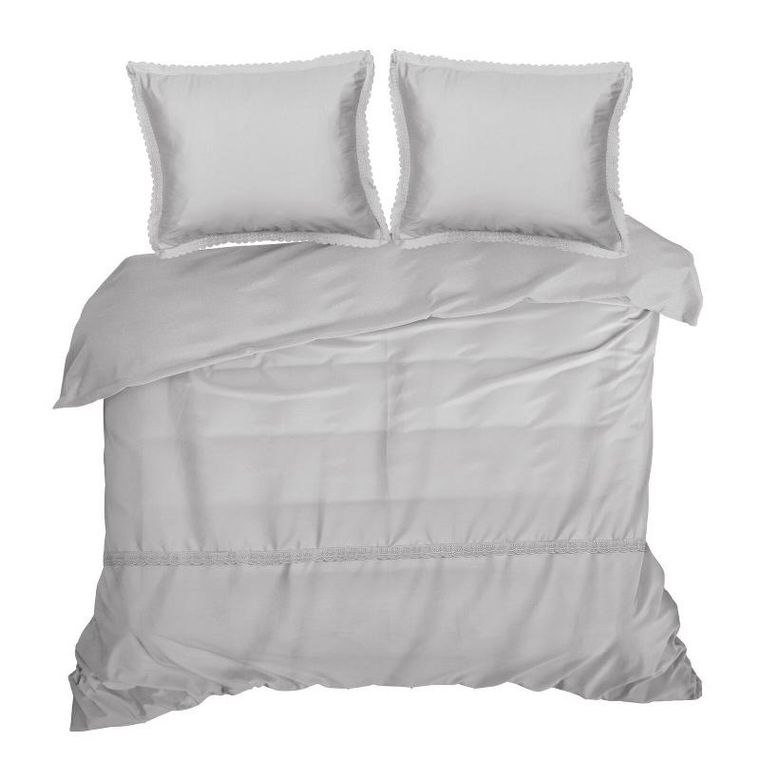 Eurofirany, komplet pościeli retro, 160-200 cm, jasnoszary
