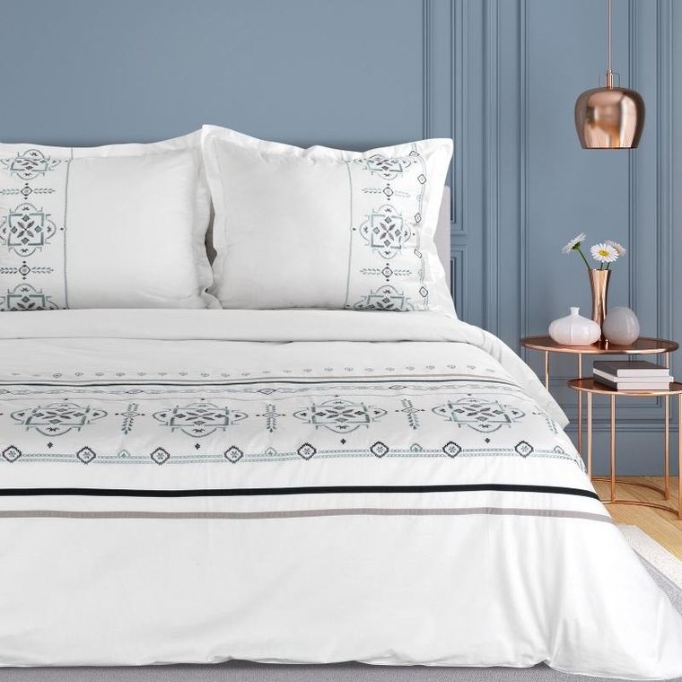 Eurofirany, komplet pościeli satynowej, haft, 160-200 cm, biały
