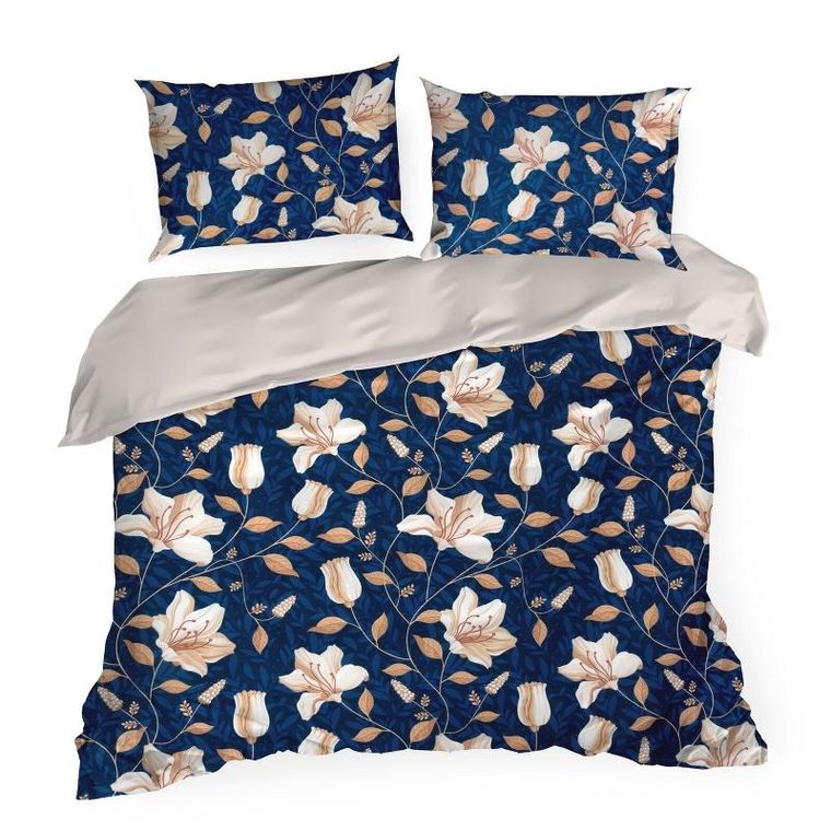 Eurofirany, komplet pościeli satynowej, Nika, 140-200 cm, granatowy