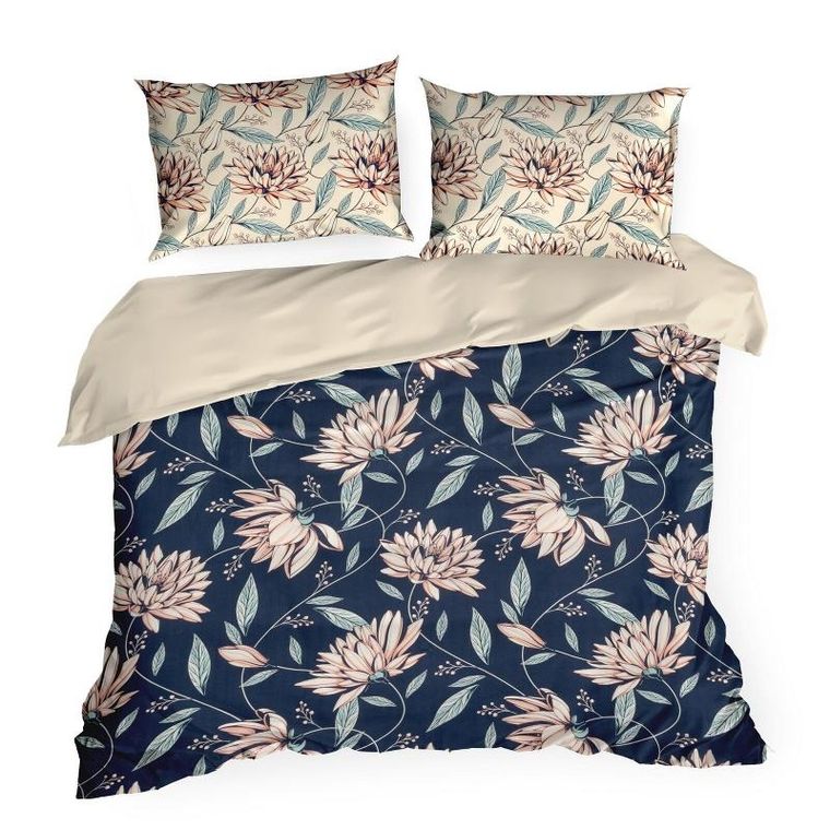 Eurofirany, komplet pościeli satynowej, Nika, 220-200 cm, granatowy