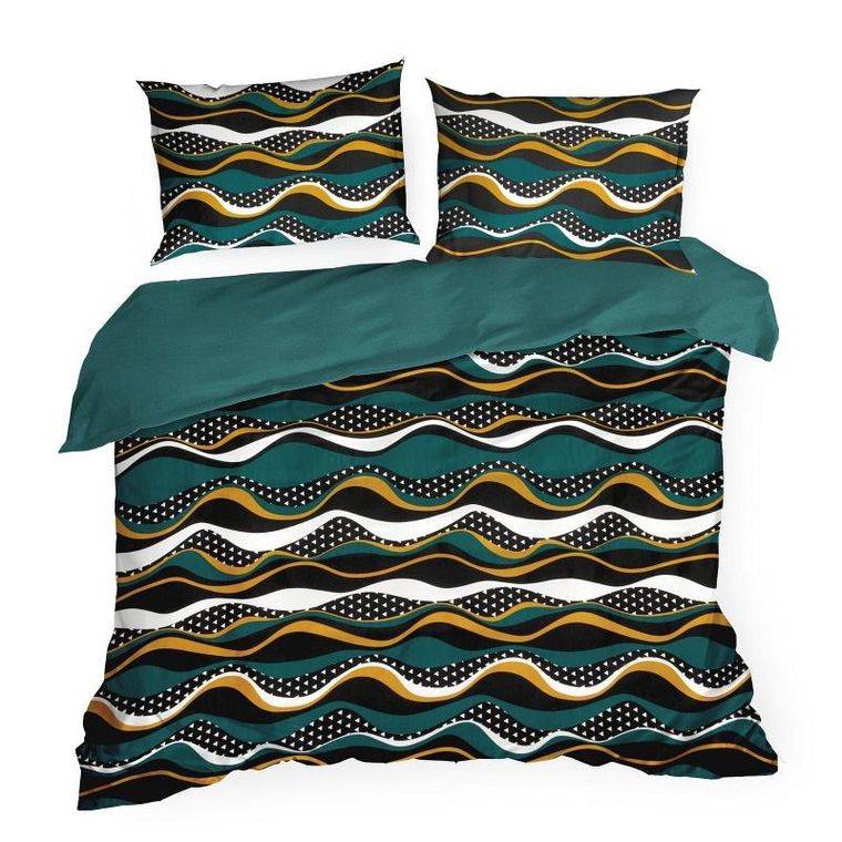 Eurofirany, komplet pościeli satynowej, Nika, 220-200 cm, morski