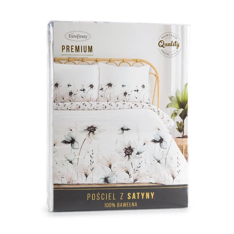 Eurofirany, komplet pościeli satynowej premium, 140-200 cm, biały