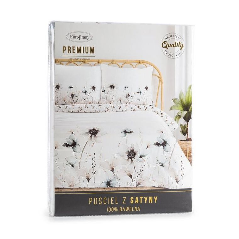 Eurofirany, komplet pościeli satynowej, premium22, 220-200 cm, biały
