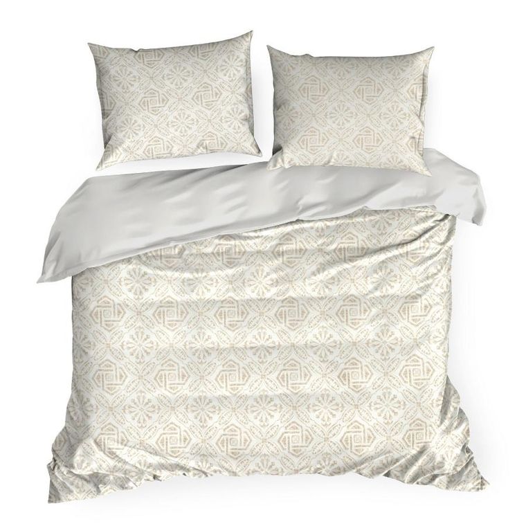 Eurofirany, komplet pościeli satynowej, Spring 100, 200-220 cm, ciemnobeżowy