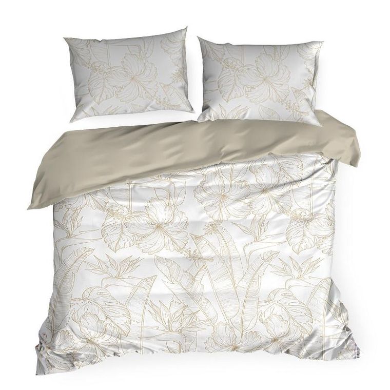 Eurofirany, komplet pościeli satynowej, Spring, 140-200 cm, beżowy