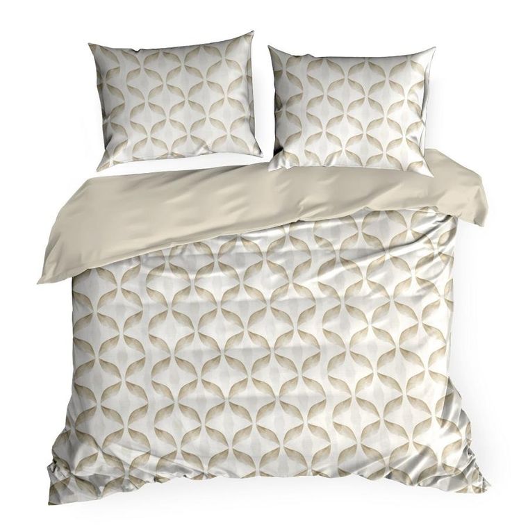 Eurofirany, komplet pościeli satynowej, spring, 140-200 cm, ciemnobeżowy