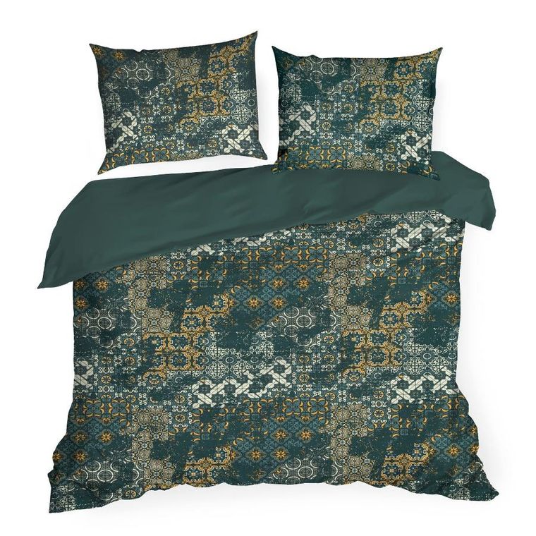 Eurofirany, komplet pościeli satynowej, Spring, 140-200 cm, ciemnozielony