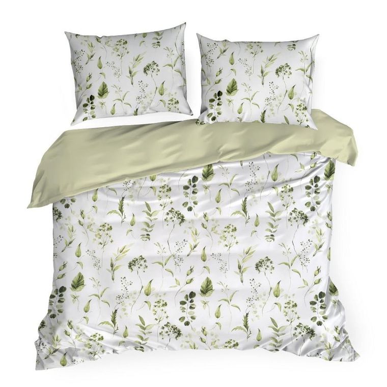 Eurofirany, komplet pościeli satynowej, spring. 140-200 cm, oliwkowy
