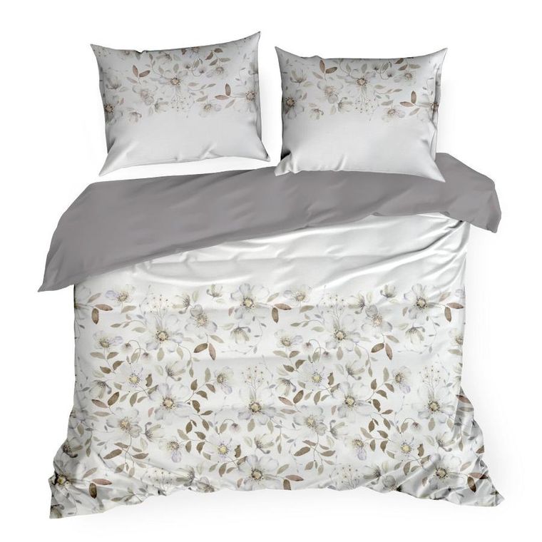 Eurofirany, komplet pościeli satynowej, spring, 140-200 cm, popielaty