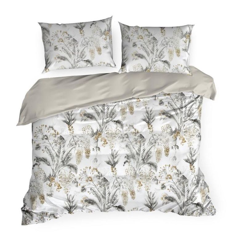 Eurofirany, komplet pościeli satynowej, Spring, 140-200 cm, stalowy