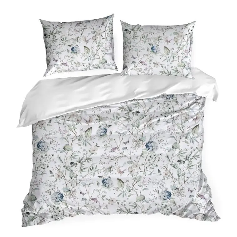 Eurofirany, komplet pościeli satynowej, Spring, 140-200 cm, zielony