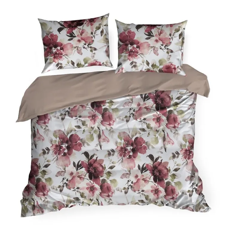 Eurofirany, komplet pościeli satynowej, Spring, 160-200 cm, biały