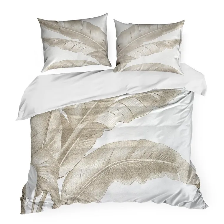 Eurofirany, komplet pościeli satynowej, spring, 160-200 cm, ciemnobeżowy