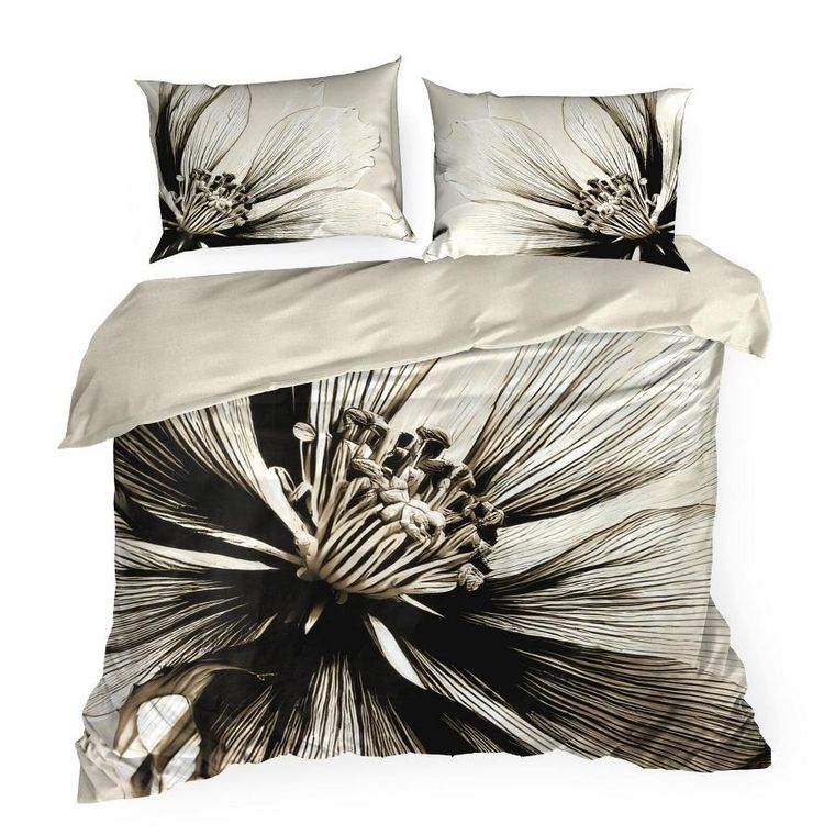 Eurofirany, komplet pościeli satynowej, Spring, 160-200 cm, jasnobeżowy