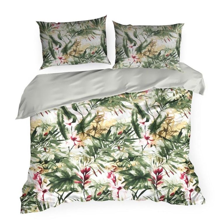 Eurofirany, komplet pościeli satynowej, Spring, 160-200 cm, zielony