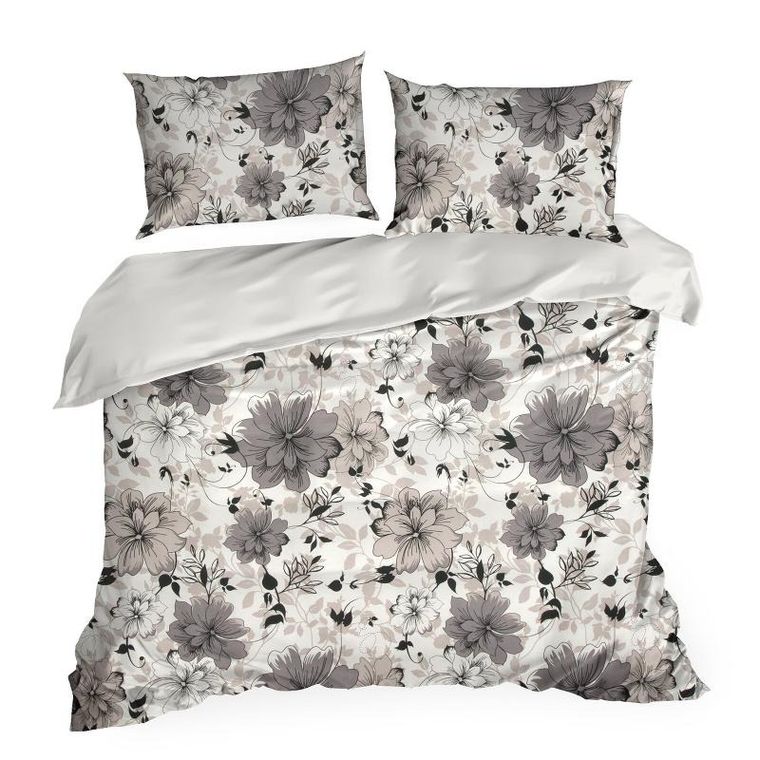 Eurofirany, komplet pościeli satynowej, Spring, 220-200 cm, 2-70-80 cm, biały