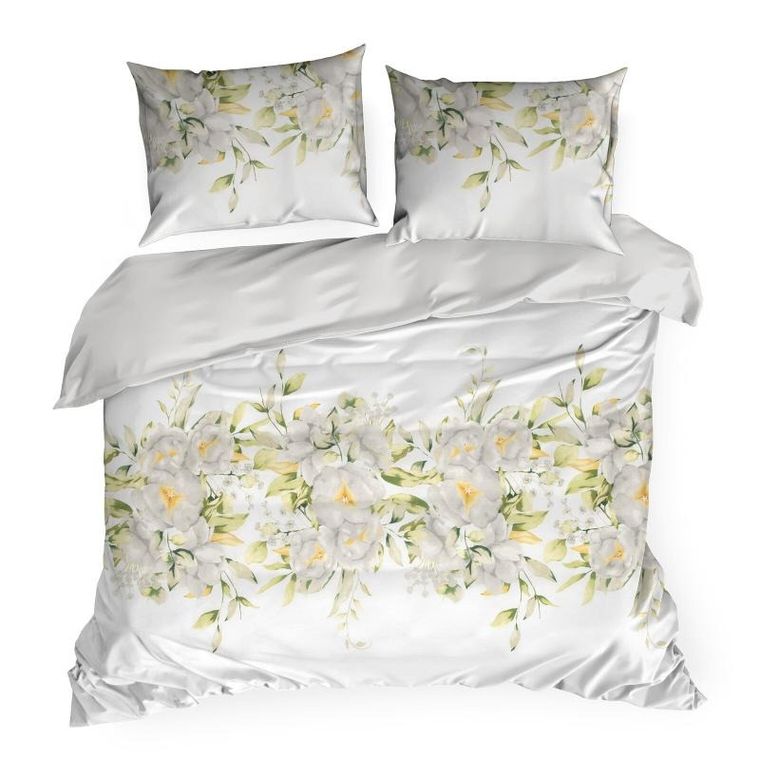 Eurofirany, komplet pościeli satynowej spring, 220-200 cm, biały