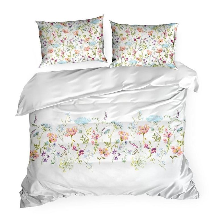 Eurofirany, komplet pościeli satynowej spring, 220-200 cm, biały