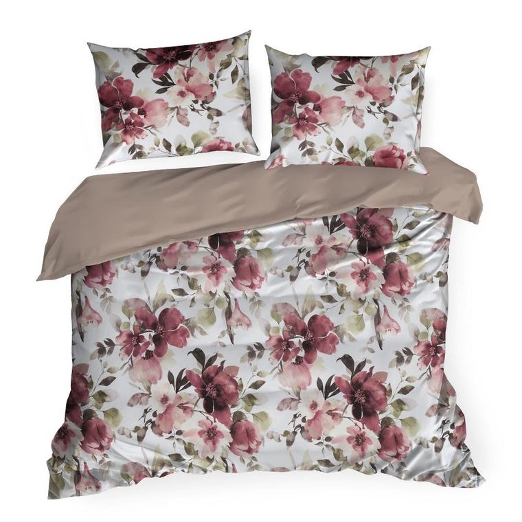 Eurofirany, komplet pościeli satynowej, Spring, 220-200 cm, biały