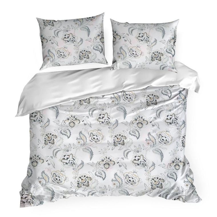 Eurofirany, komplet pościeli satynowej, spring, 220-200 cm, biały