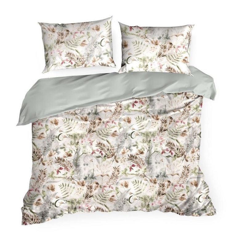 Eurofirany, komplet pościeli satynowej, Spring, 220-200 cm, brązowy