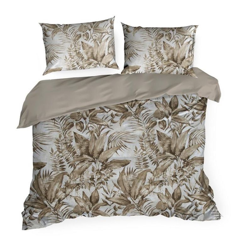Eurofirany, komplet pościeli satynowej, Spring, 220-200 cm, ciemnobeżowy