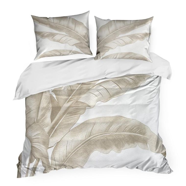 Eurofirany, komplet pościeli satynowej, spring, 220-200 cm, ciemnobeżowy