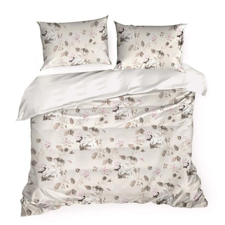 Eurofirany, komplet pościeli satynowej, Spring, 220-200 cm, jasnobrązowy