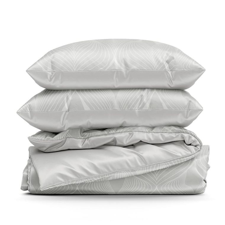 Eurofirany, komplet pościeli satynowej, spring, 220-200 cm, jasnoszary