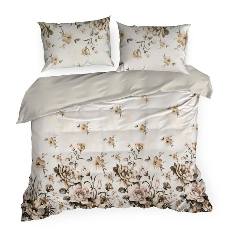Eurofirany, komplet pościeli satynowej, Spring, 220-200 cm, pudrowy