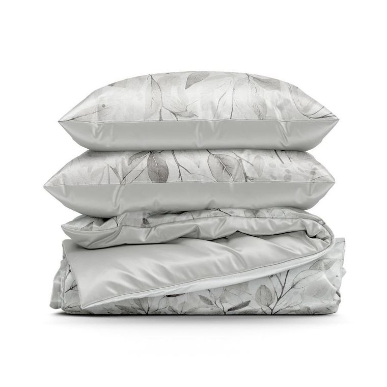 Eurofirany, komplet pościeli satynowej, Spring, 220-200 cm, srebrny