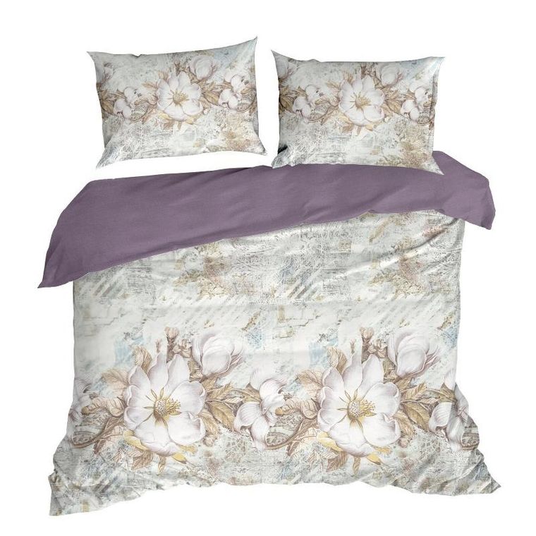 Eurofirany, komplet pościeli satynowej spring, 26, 220-200 cm, jasnokremowy