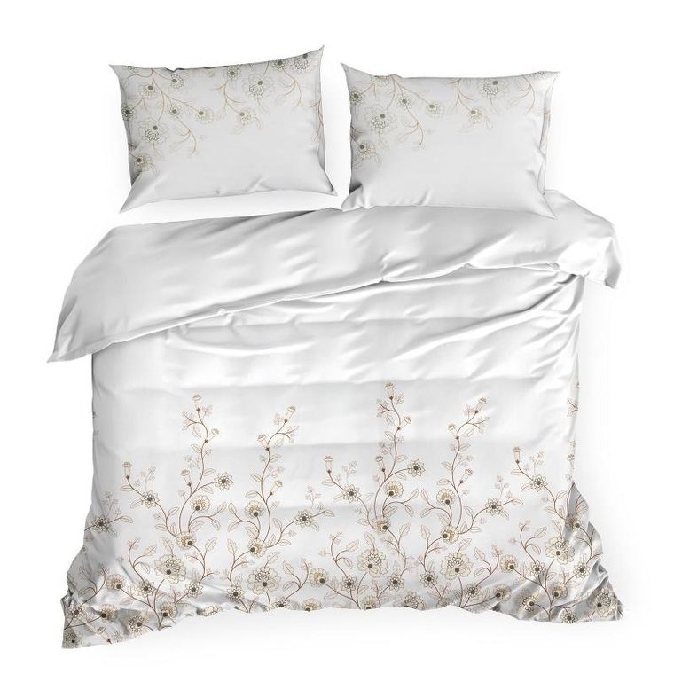 Eurofirany, komplet pościeli satynowej, spring 44, 160-200 cm, biały