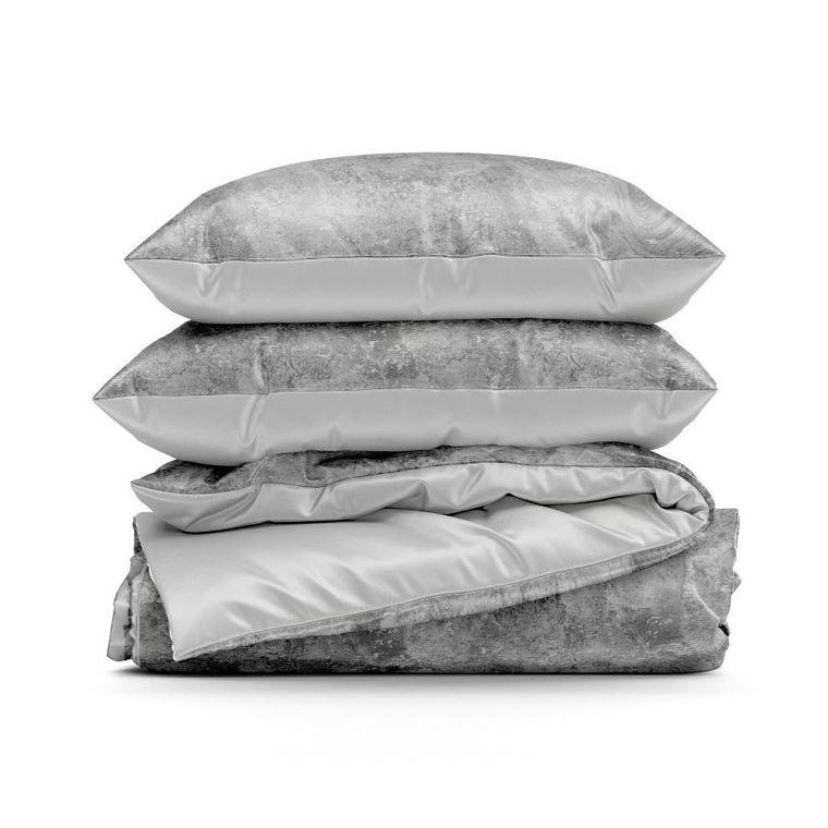 Eurofirany, komplet pościeli satynowej, Spring 71, 160-200 cm, srebrny