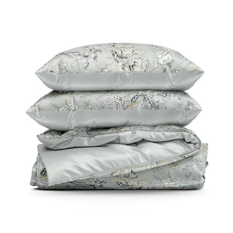 Eurofirany, komplet pościeli satynowej, Spring 72, 160-200 cm, jasnostalowy