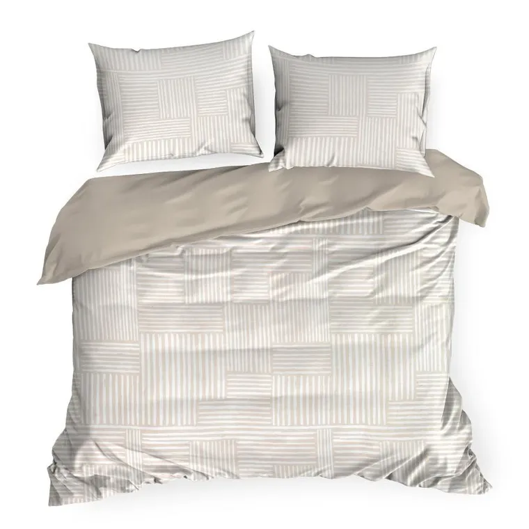 Eurofirany, komplet pościeli satynowej, Spring 80, 160-200 cm, beżowy