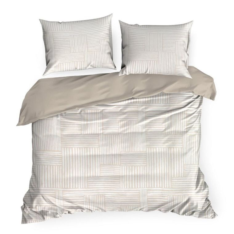 Eurofirany, komplet pościeli satynowej, Spring 80, 200-220 cm, beżowy