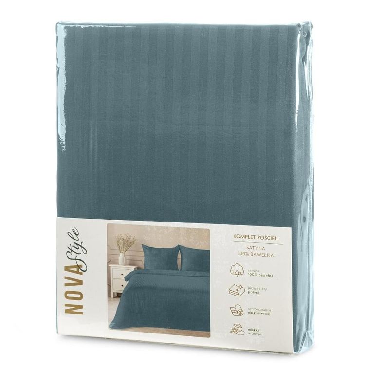 Eurofirany, komplet pościeli satynowej, Vera, 140-200 cm, morski