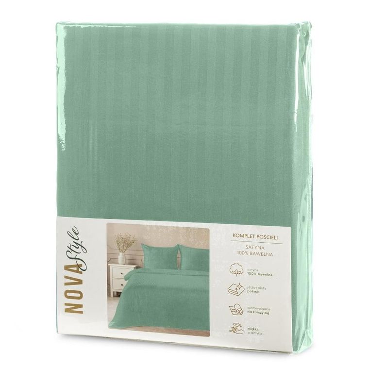 Eurofirany, komplet pościeli satynowej, Vera, 160-200 cm, miętowy