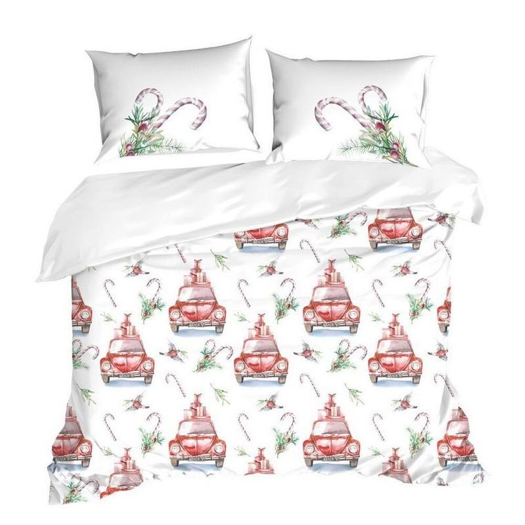 Eurofirany, komplet pościeli świątecznej, Candy, 160-200 cm, biały